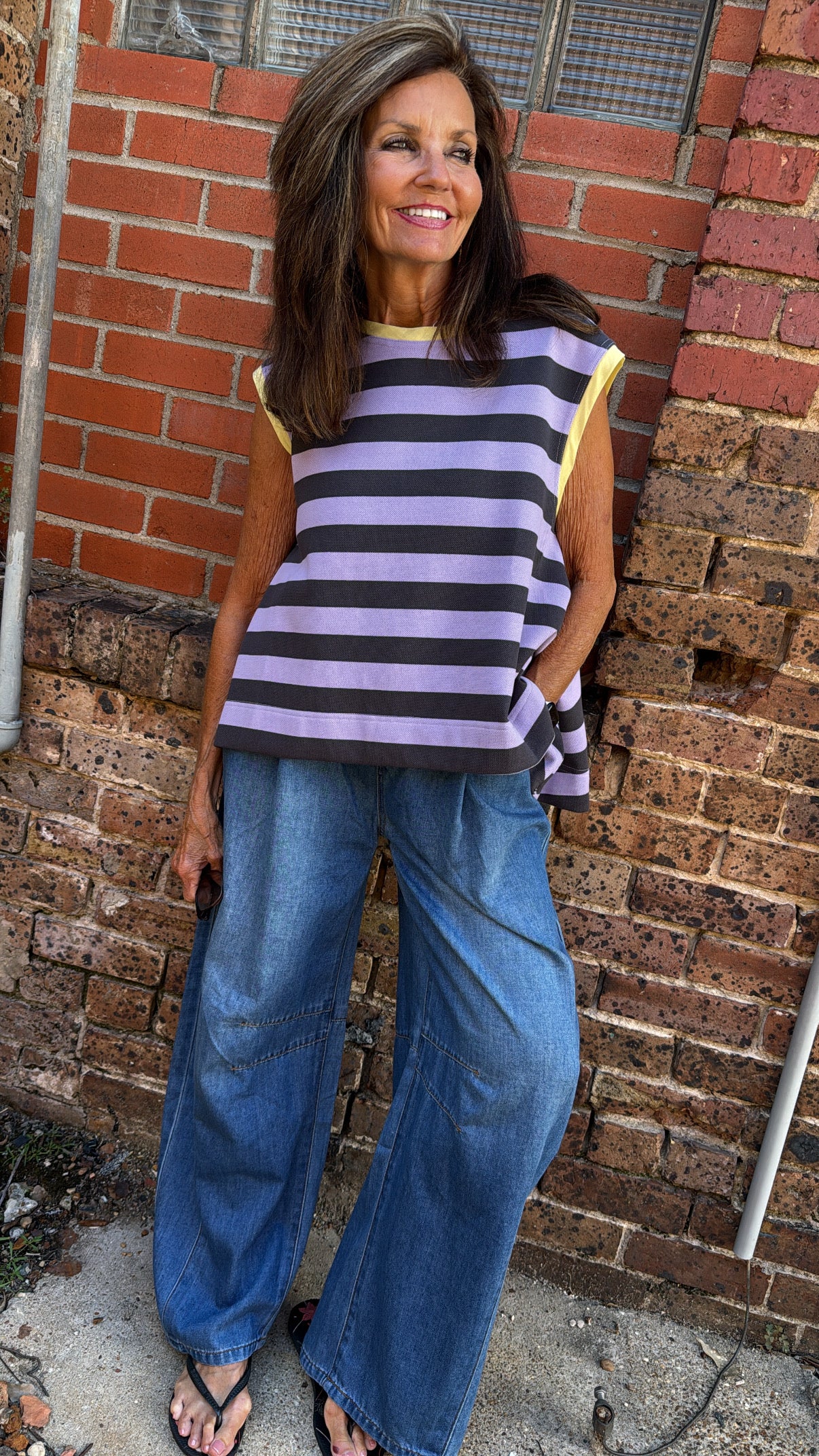Lavender Lane Striped Flowy Top