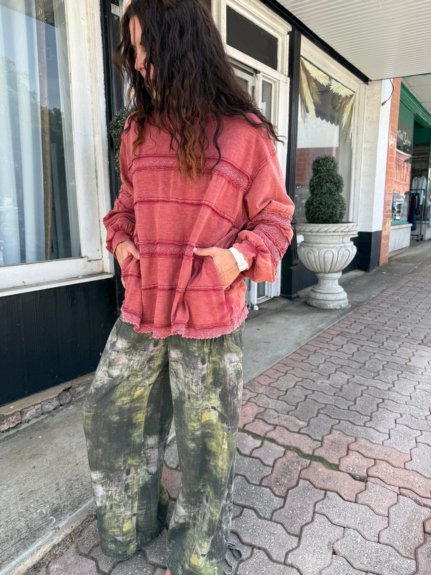 Raspberry Knit Pocket Top