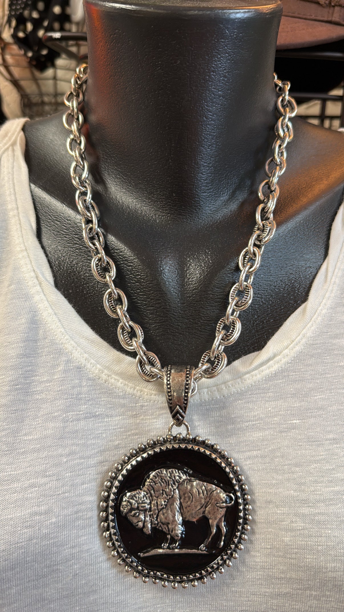 Buffalo Moon Pendant Necklace