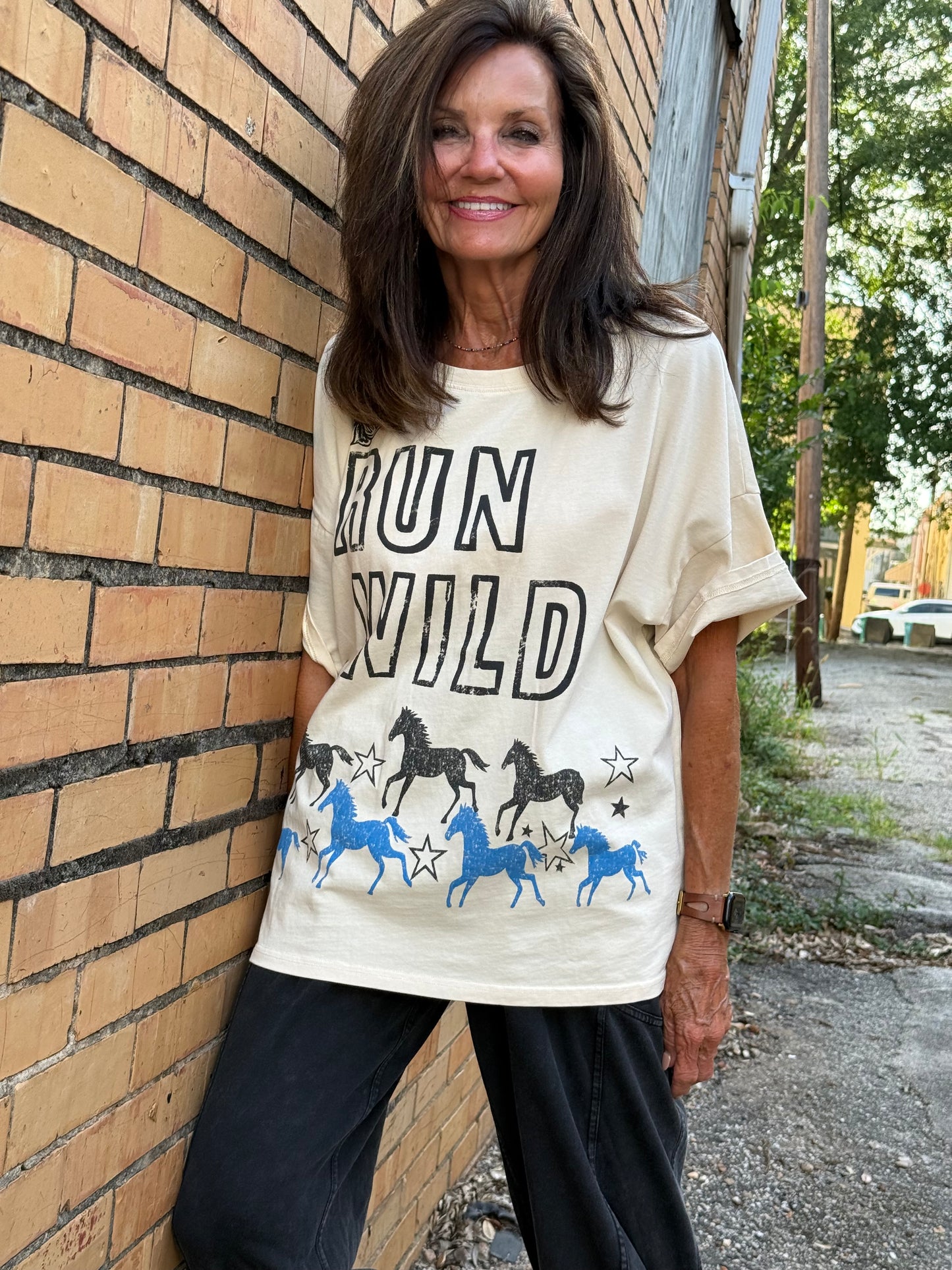 Run Wild Horses Oversized Graphic Tee
