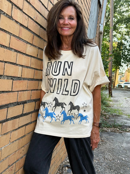 Run Wild Horses Oversized Graphic Tee