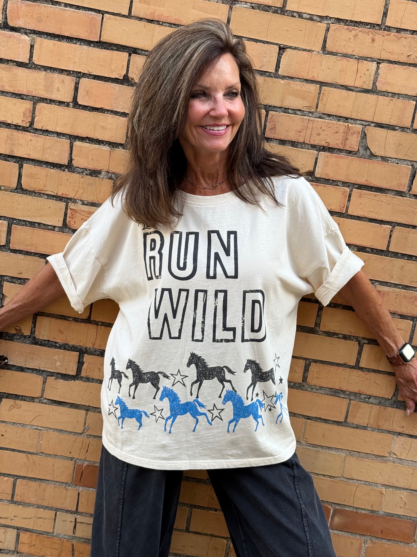 Run Wild Horses Oversized Graphic Tee