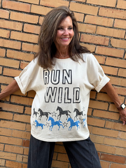 Run Wild Horses Oversized Graphic Tee