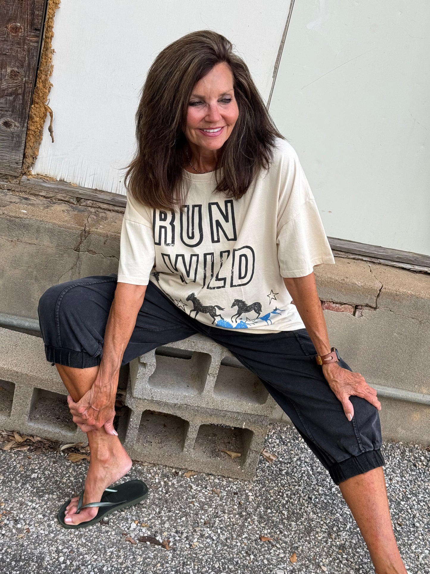 Run Wild Horses Oversized Graphic Tee