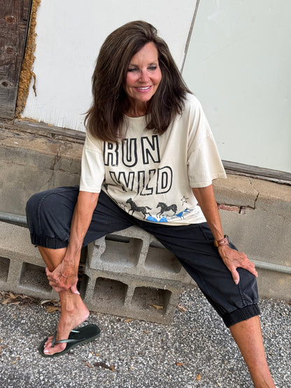 Run Wild Horses Oversized Graphic Tee