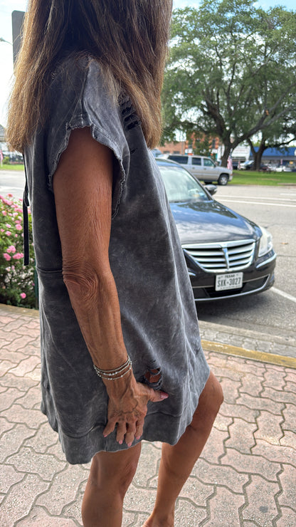 Mineral Washed Sleeveless Sweatshirt Dress