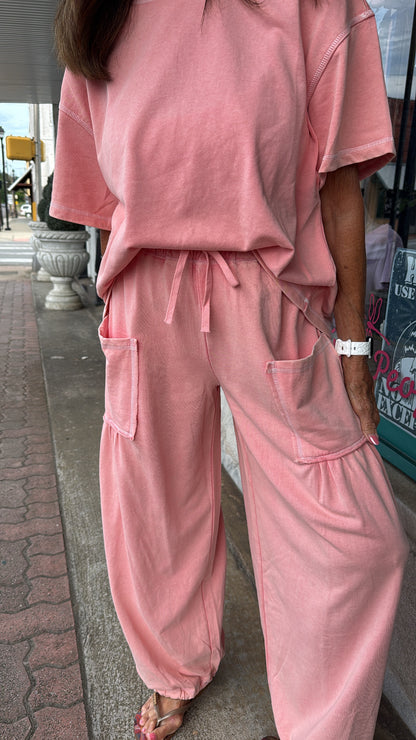 Washed Pink Balloon Pant Set