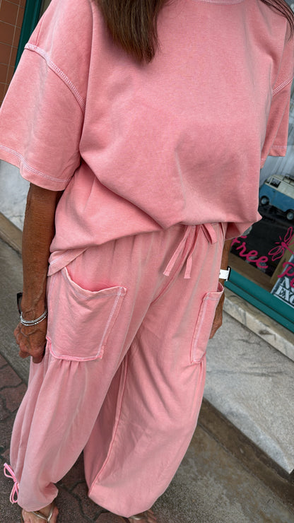 Washed Pink Balloon Pant Set