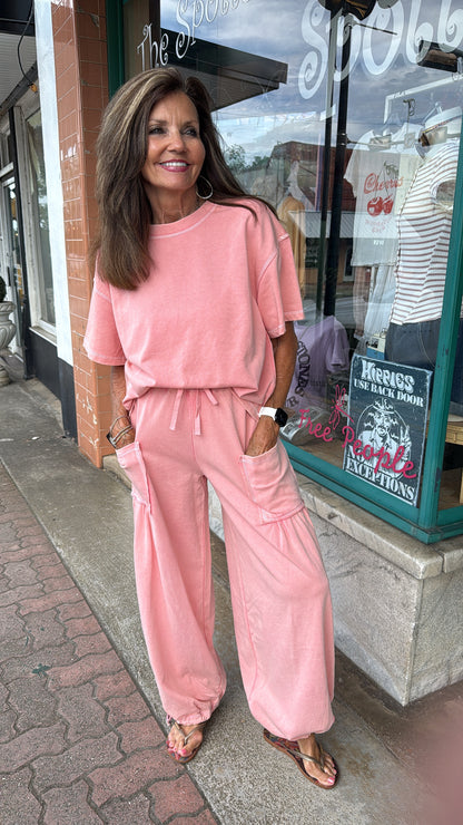 Washed Pink Balloon Pant Set