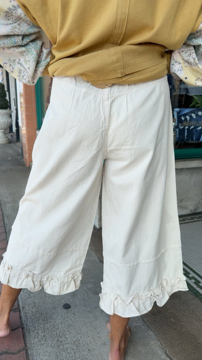 Ivory Prairie Ruffle Twill Jeans