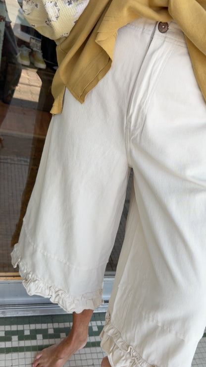 Ivory Prairie Ruffle Twill Jeans