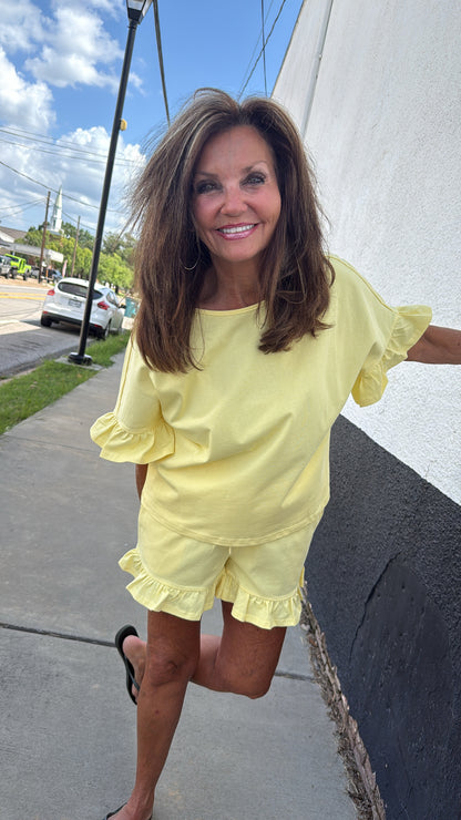 The Lemon Drop Ruffle Short Set