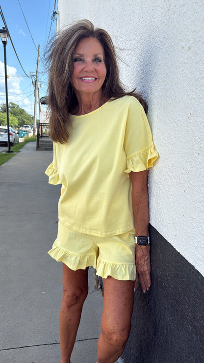 The Lemon Drop Ruffle Short Set